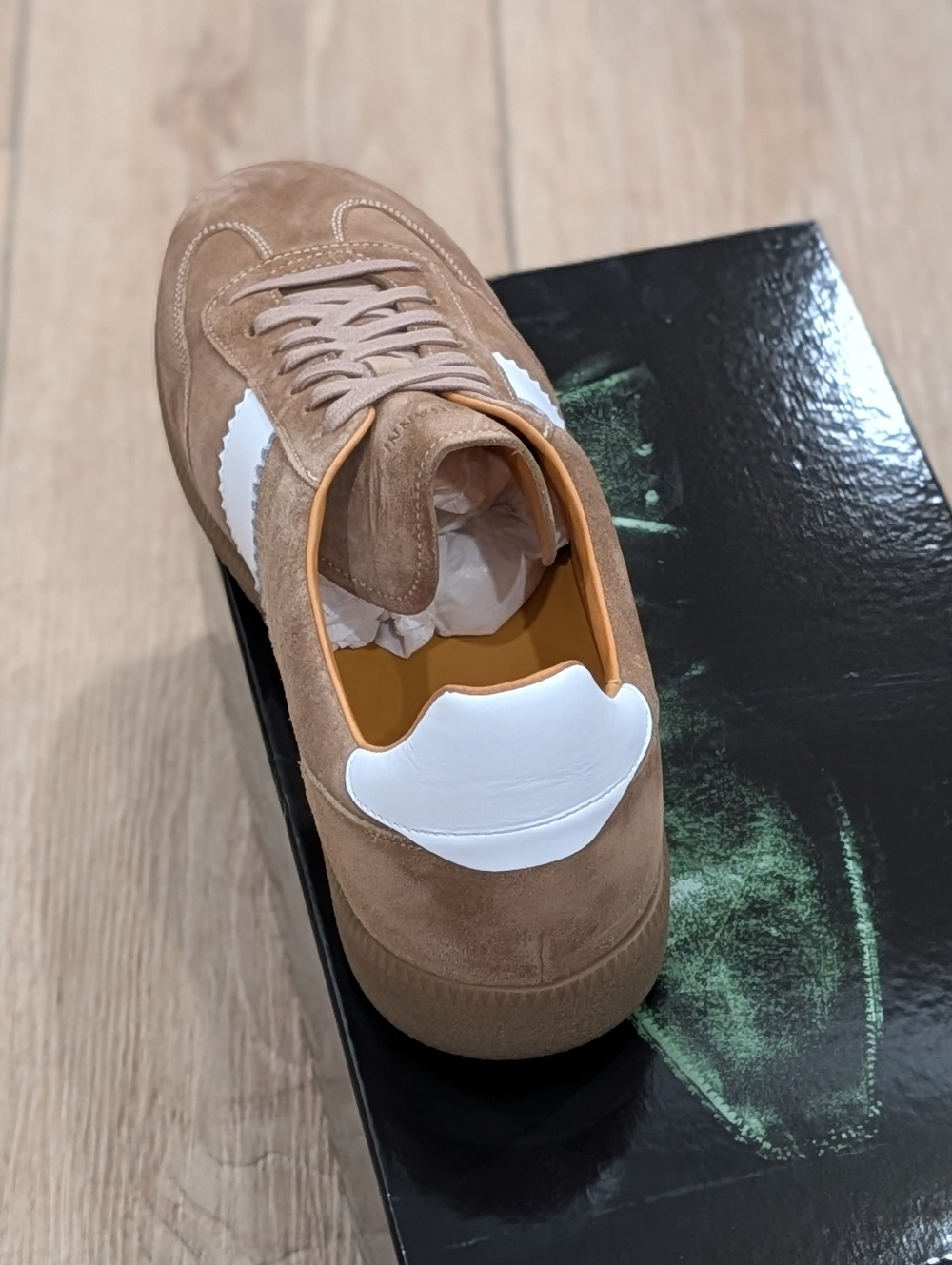 $498 Mens Magnanni "Meta" Leather Low-Top Sneakers Castoro/White US 10 - Picture 4 of 7